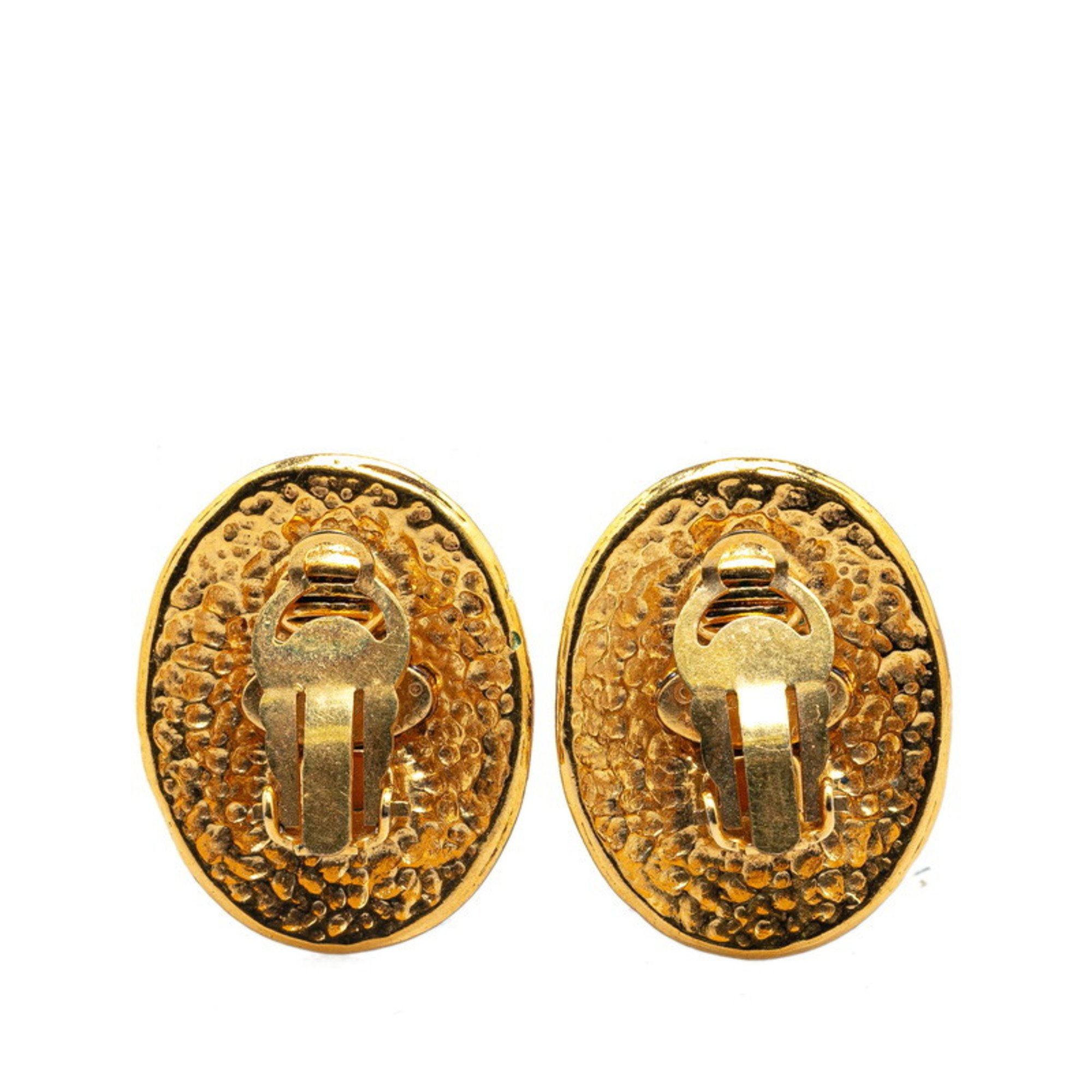 Chanel Coco Mark Earrings Gold Plated Women's CHANEL