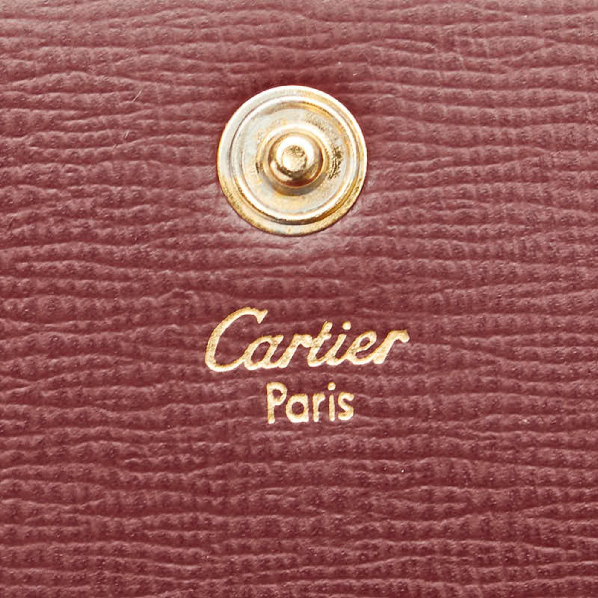 Cartier Must Line Coin Case Purse Bordeaux Wine Red Leather Women's CARTIER