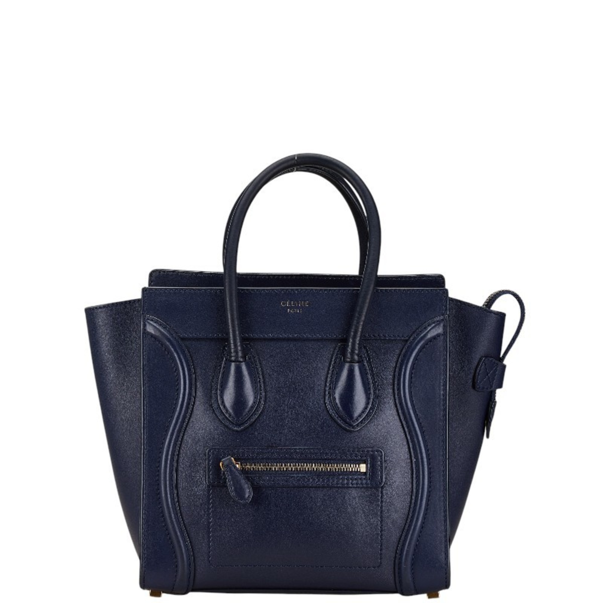 Celine Luggage Micro Shopper Handbag Navy Leather Women's CELINE