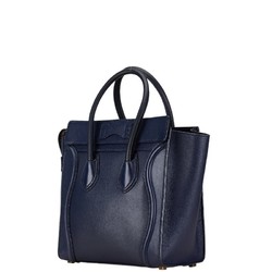 Celine Luggage Micro Shopper Handbag Navy Leather Women's CELINE