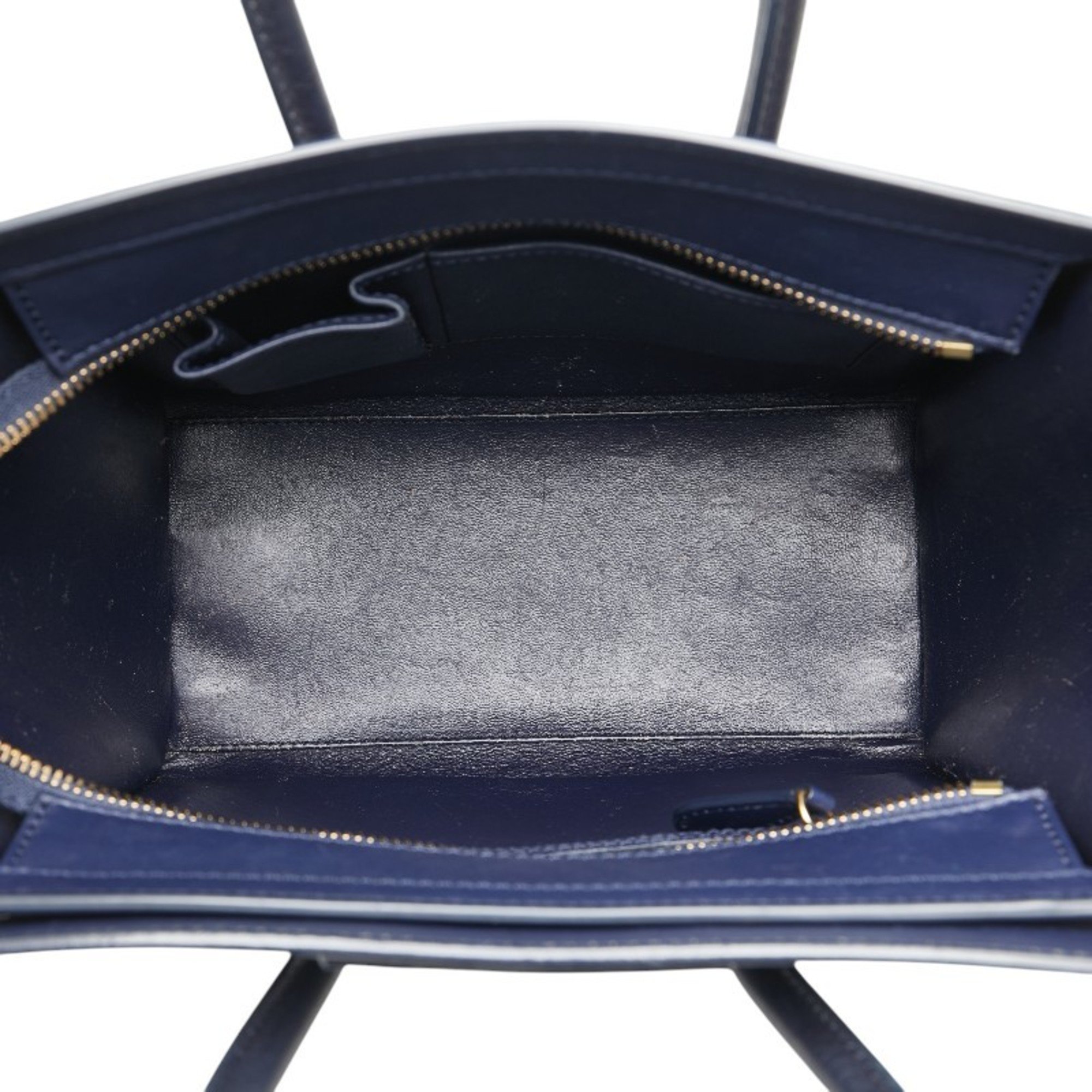 Celine Luggage Micro Shopper Handbag Navy Leather Women's CELINE