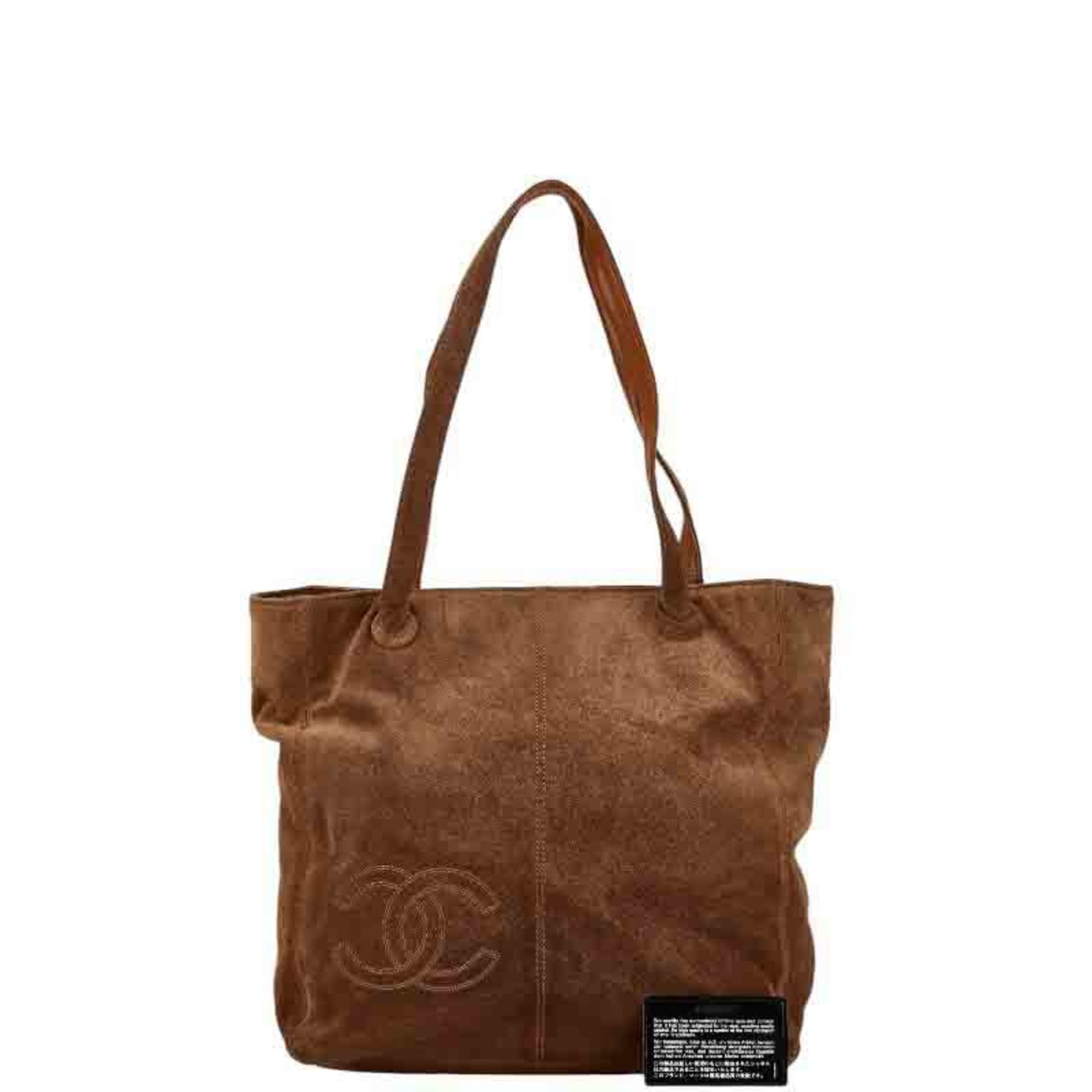 Chanel Coco Mark Tote Bag Shoulder Brown Suede Leather Women's CHANEL