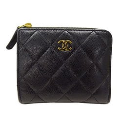 CHANEL Wallet for Women and Men, Coin Case, Matelasse, Caviar Skin, Black, AP3999, L-Shaped