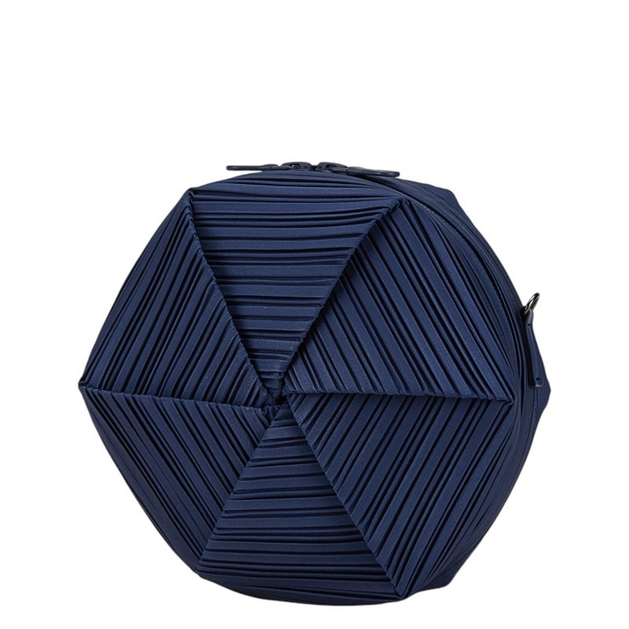 ISSEY MIYAKE PLEATS PLEASE Frozen Flower Shoulder Bag Navy Polyester Women's