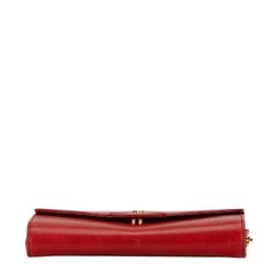 Christian Dior Dior Chain Shoulder Bag Red Leather Women's