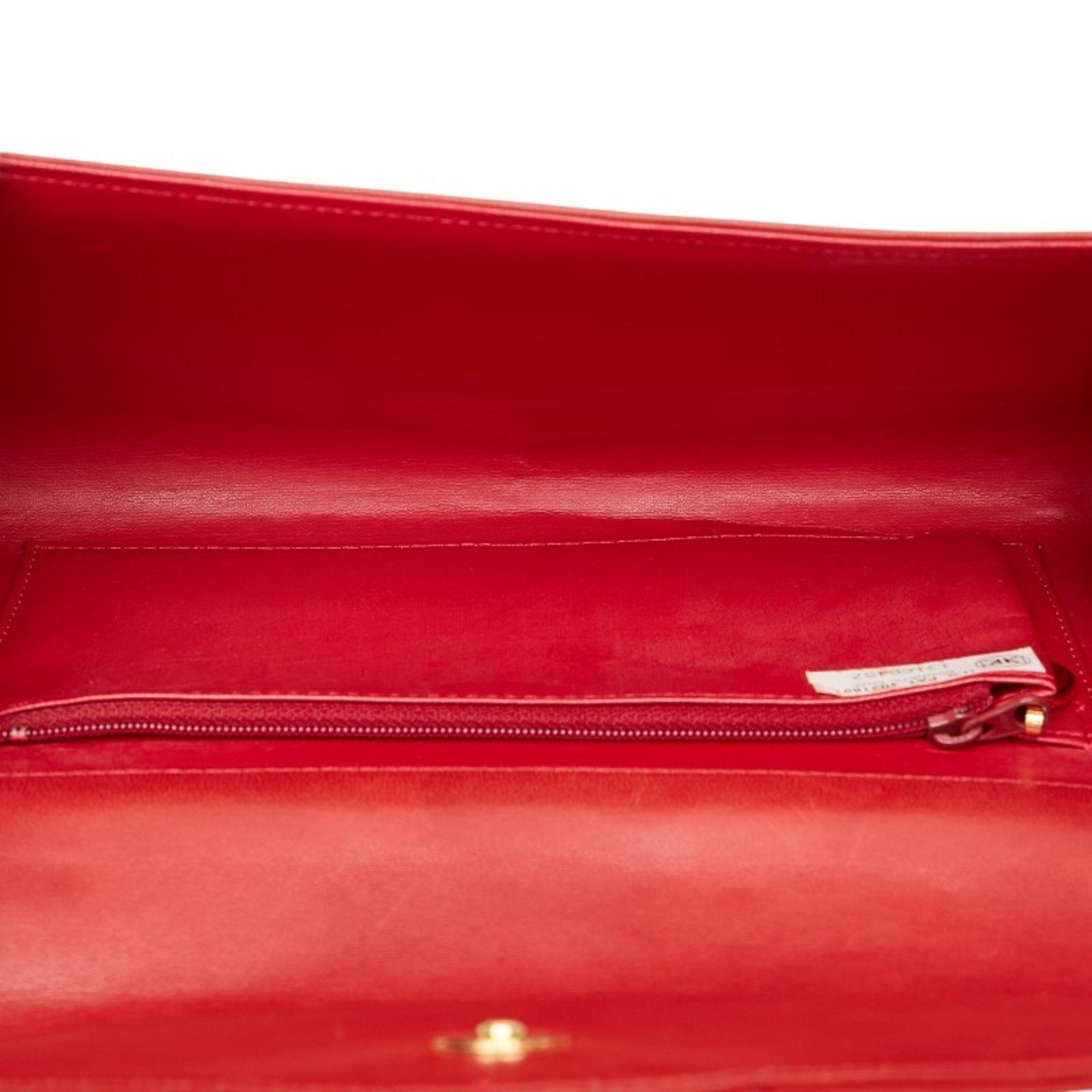 Christian Dior Dior Chain Shoulder Bag Red Leather Women's