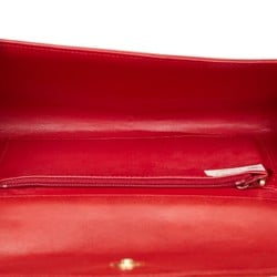 Christian Dior Dior Chain Shoulder Bag Red Leather Women's