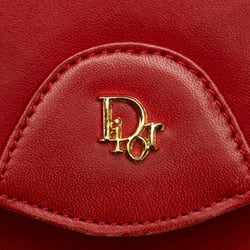 Christian Dior Dior Chain Shoulder Bag Red Leather Women's