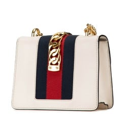 Gucci Sylvie Chain Shoulder Bag 431666 White Leather Women's GUCCI