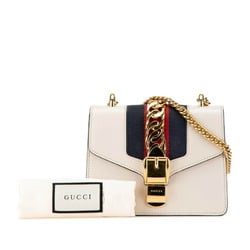 Gucci Sylvie Chain Shoulder Bag 431666 White Leather Women's GUCCI