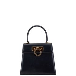 Salvatore Ferragamo Gancini Handbag Black Leather Women's