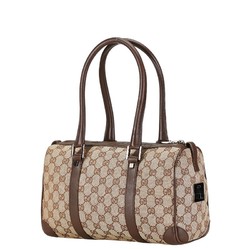 Gucci GG Canvas Handbag Boston Bag 000 0851 003754 Beige Brown Leather Women's GUCCI