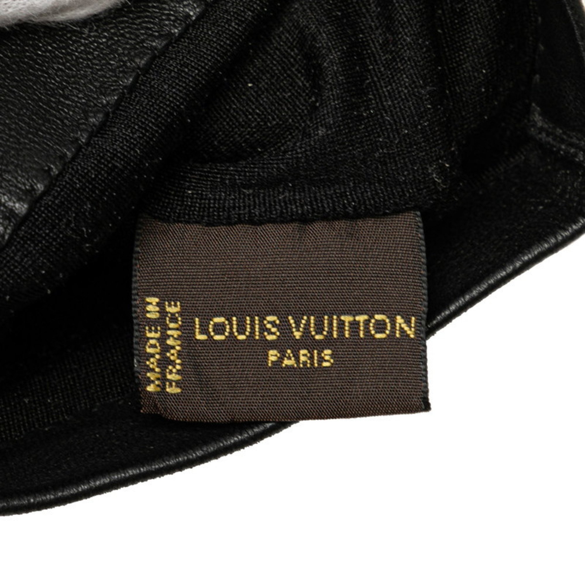 Louis Vuitton Ribbon Long Gloves Black Lambskin Women's LOUIS VUITTON