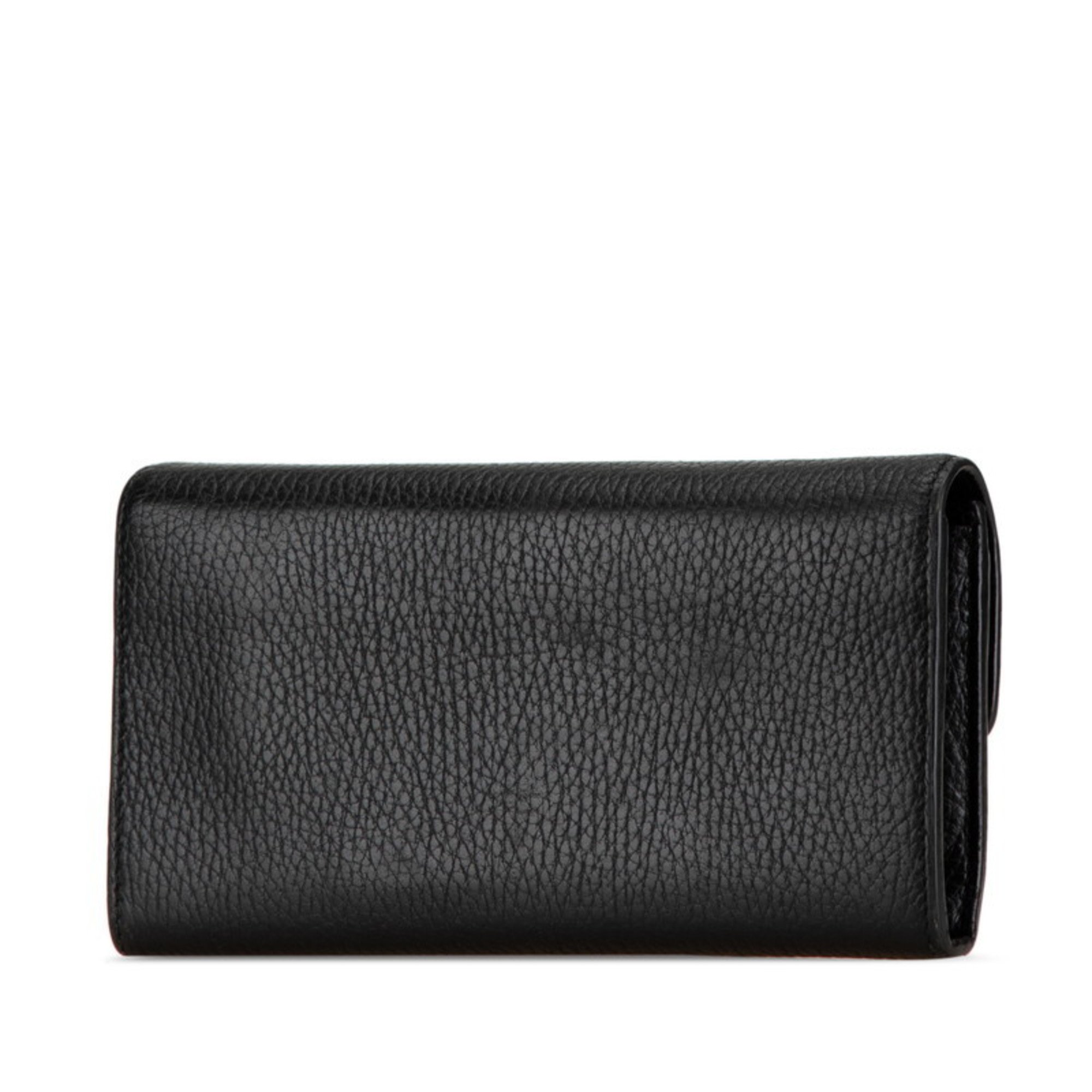 Gucci Interlocking G Long Wallet 598166 Black Leather Women's GUCCI