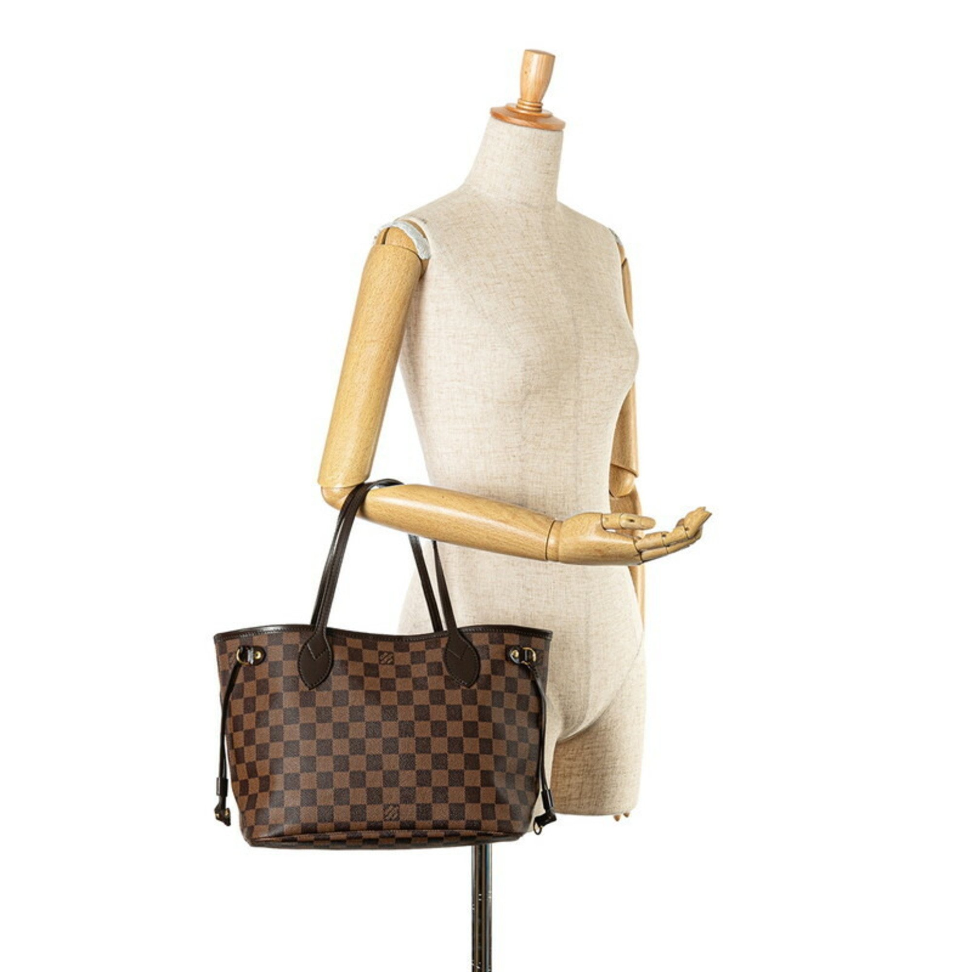 Louis Vuitton Damier Neverfull PM Handbag Tote Bag N51109 Brown PVC Leather Women's LOUIS VUITTON