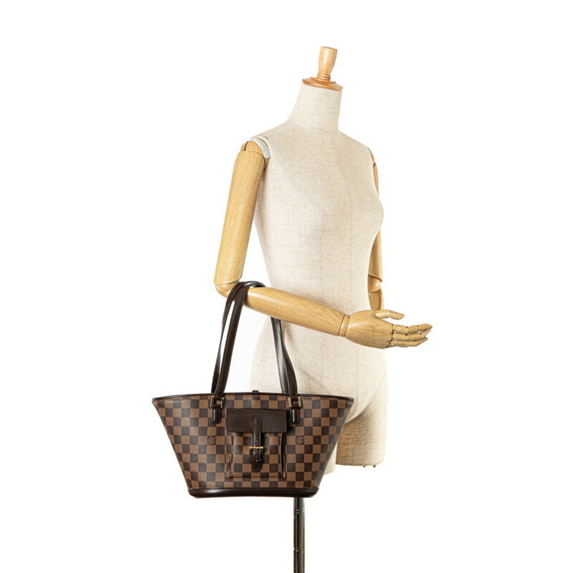 Louis Vuitton Damier Manosque PM Handbag Tote Bag N51121 Brown PVC Leather Women's LOUIS VUITTON