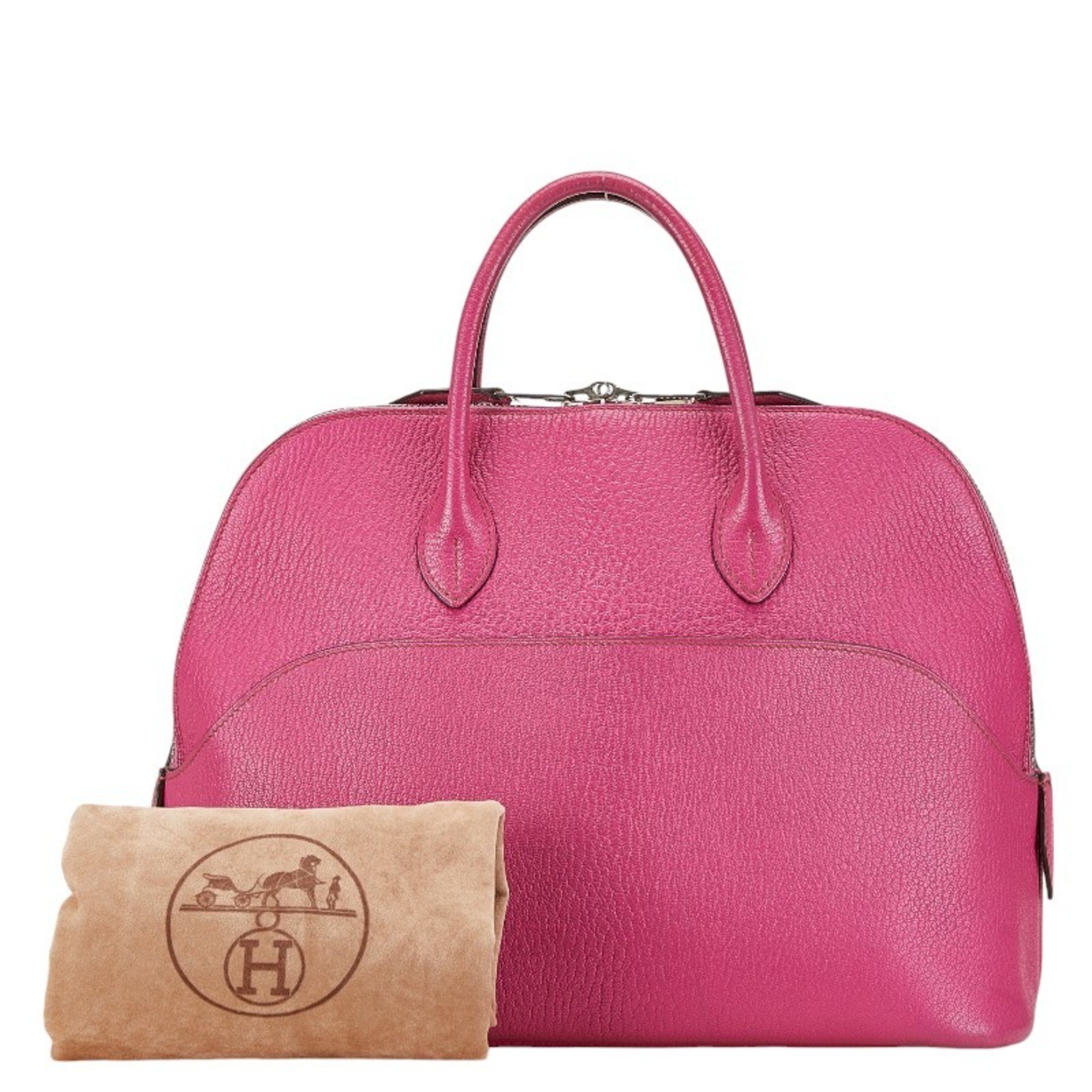 Hermes Polido 30 Handbag Rose Shocking Pink Chevre Women's HERMES