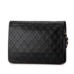 Chanel Matelasse Coco Mark Push Lock Chain Shoulder Bag Black Lambskin Women's CHANEL