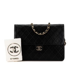 Chanel Matelasse Coco Mark Push Lock Chain Shoulder Bag Black Lambskin Women's CHANEL