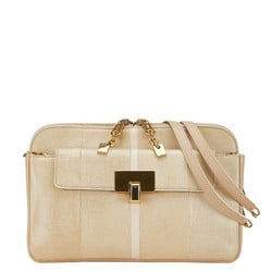 Chloé Chloe Lucy Chain Shoulder Bag Beige Ivory Leather Women's