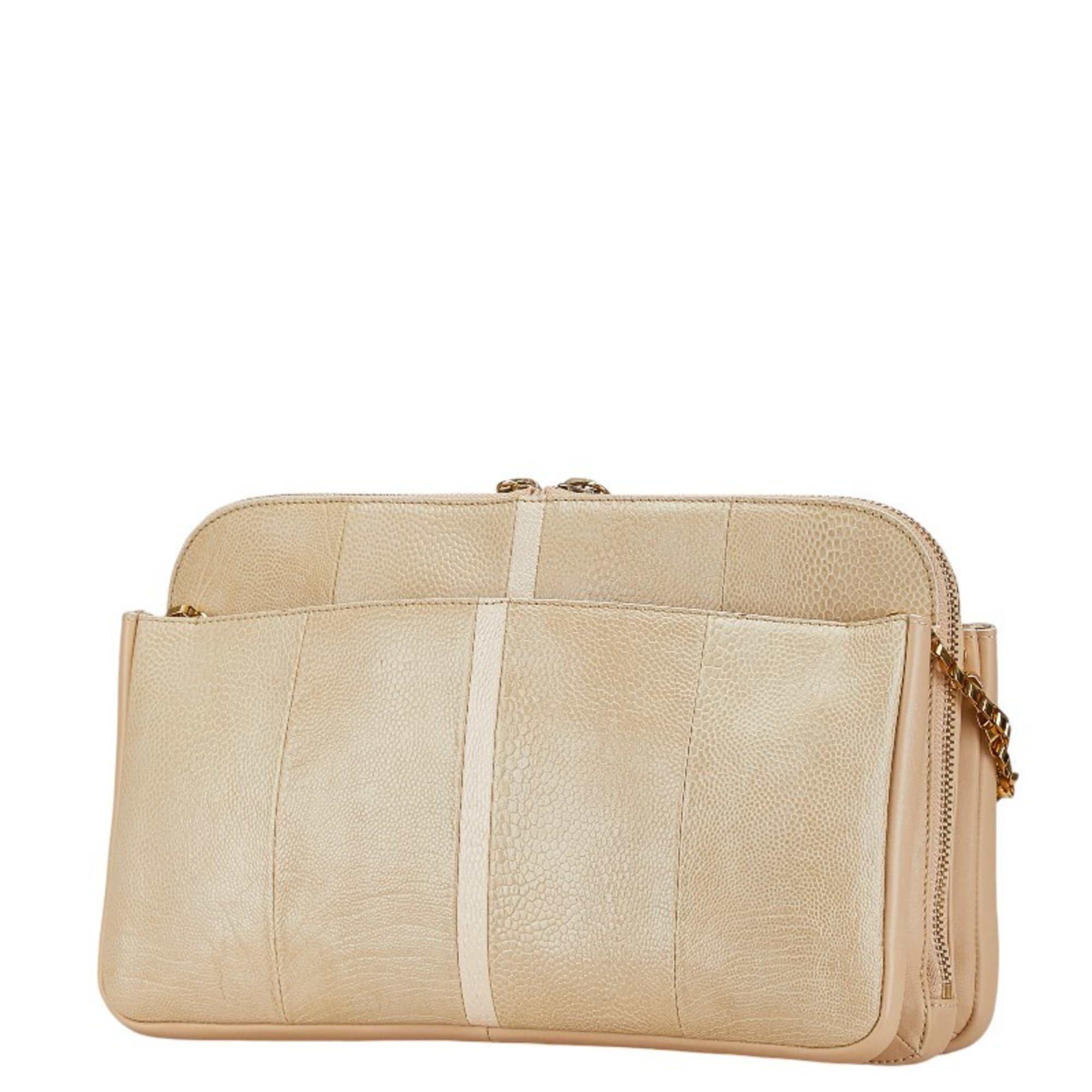 Chloé Chloe Lucy Chain Shoulder Bag Beige Ivory Leather Women's