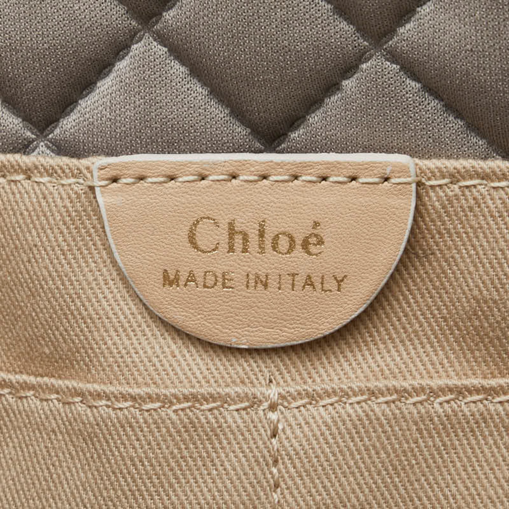 Chloé Chloe Lucy Chain Shoulder Bag Beige Ivory Leather Women's