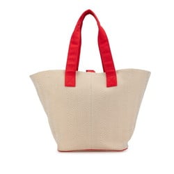 Hermes Panier de Plage PM Reversible Tote Bag Shoulder Beige Red Canvas Cotton Women's HERMES