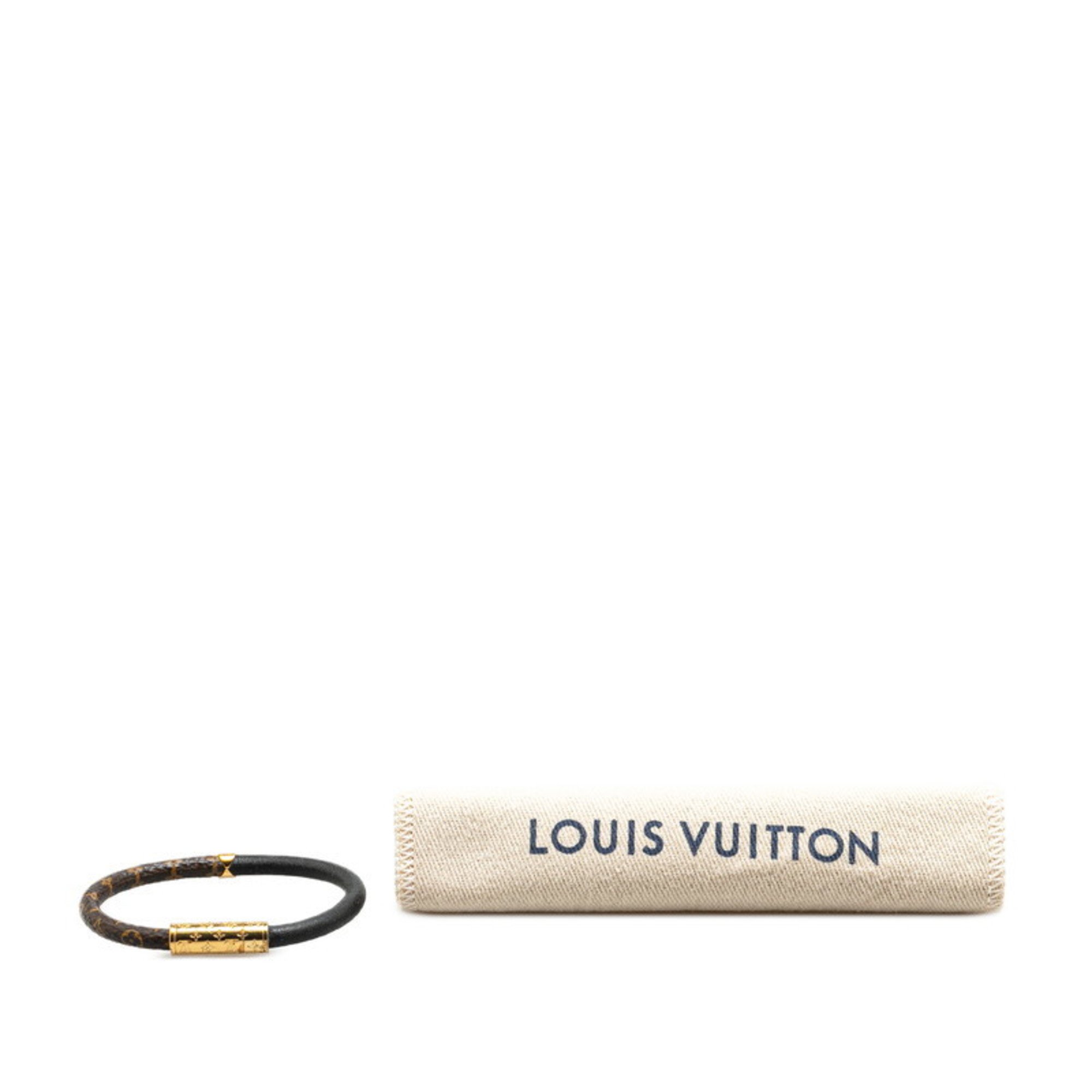 Louis Vuitton Monogram Bracelet Daily Confidential M6431E Brown Black Leather Plated Women's LOUIS VUITTON