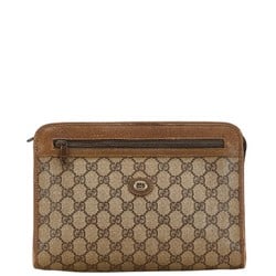 Gucci GG Supreme Clutch Bag Second 97 01 037 Beige PVC Leather Women's GUCCI