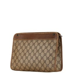 Gucci GG Supreme Clutch Bag Second 97 01 037 Beige PVC Leather Women's GUCCI