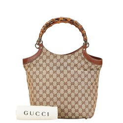 Gucci GG Canvas Bamboo Handbag 137394 Beige Brown Leather Women's GUCCI