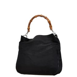 Gucci Bamboo Handbag Shoulder Bag 001 123 1577 Black Nylon Leather Women's GUCCI