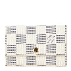 Louis Vuitton Damier Azur Multicle 6 Key Case Ring N61745 White PVC Leather Women's LOUIS VUITTON