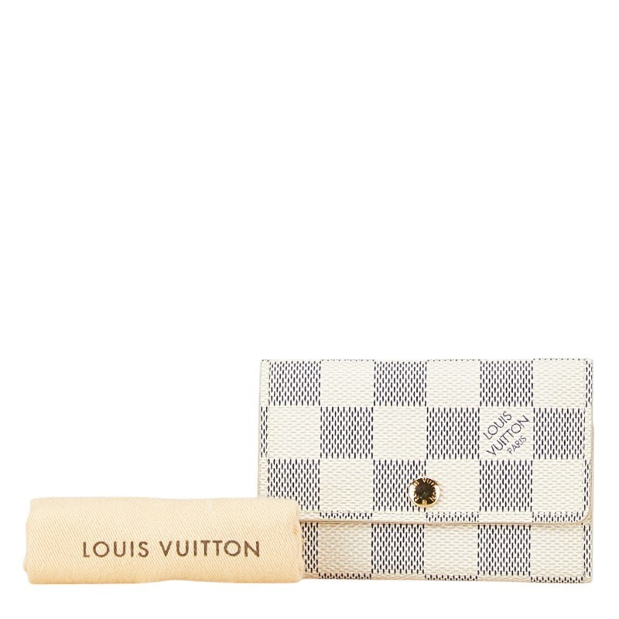 Louis Vuitton Damier Azur Multicle 6 Key Case Ring N61745 White PVC Leather Women's LOUIS VUITTON