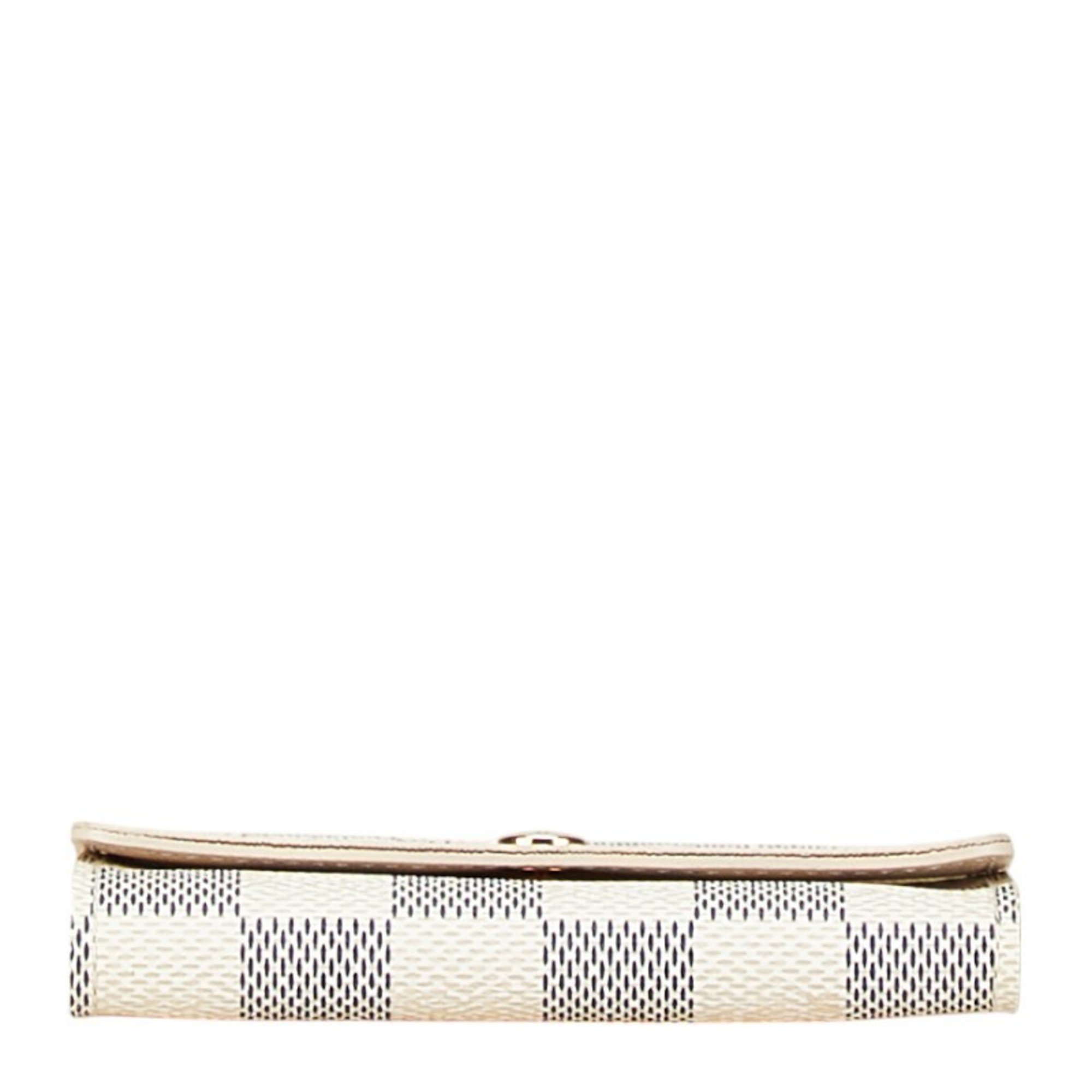 Louis Vuitton Damier Azur Multicle 6 Key Case Ring N61745 White PVC Leather Women's LOUIS VUITTON