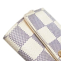 Louis Vuitton Damier Azur Multicle 6 Key Case Ring N61745 White PVC Leather Women's LOUIS VUITTON