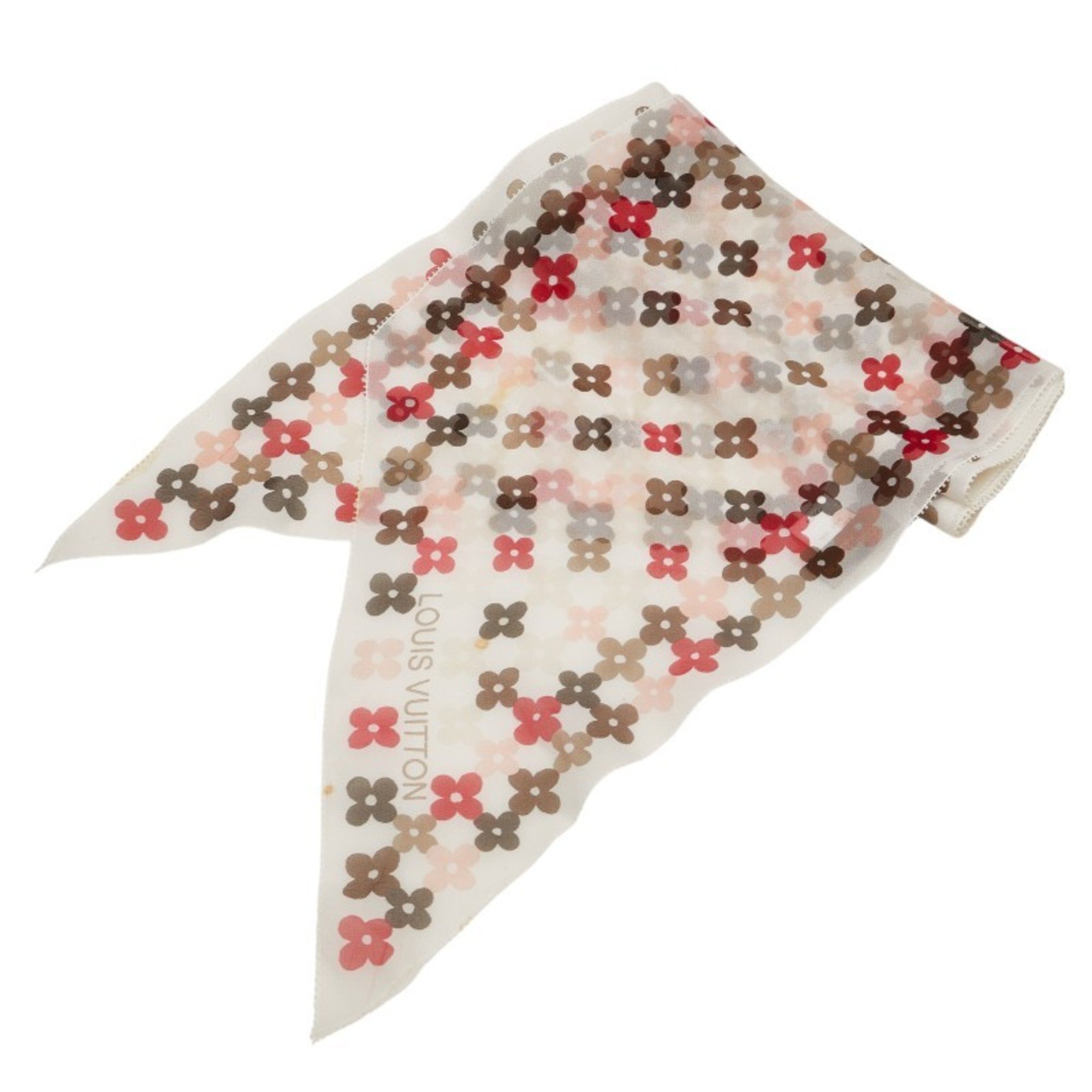 Louis Vuitton Monogram Scarf Muffler 401910 White Multicolor Silk Women's LOUIS VUITTON