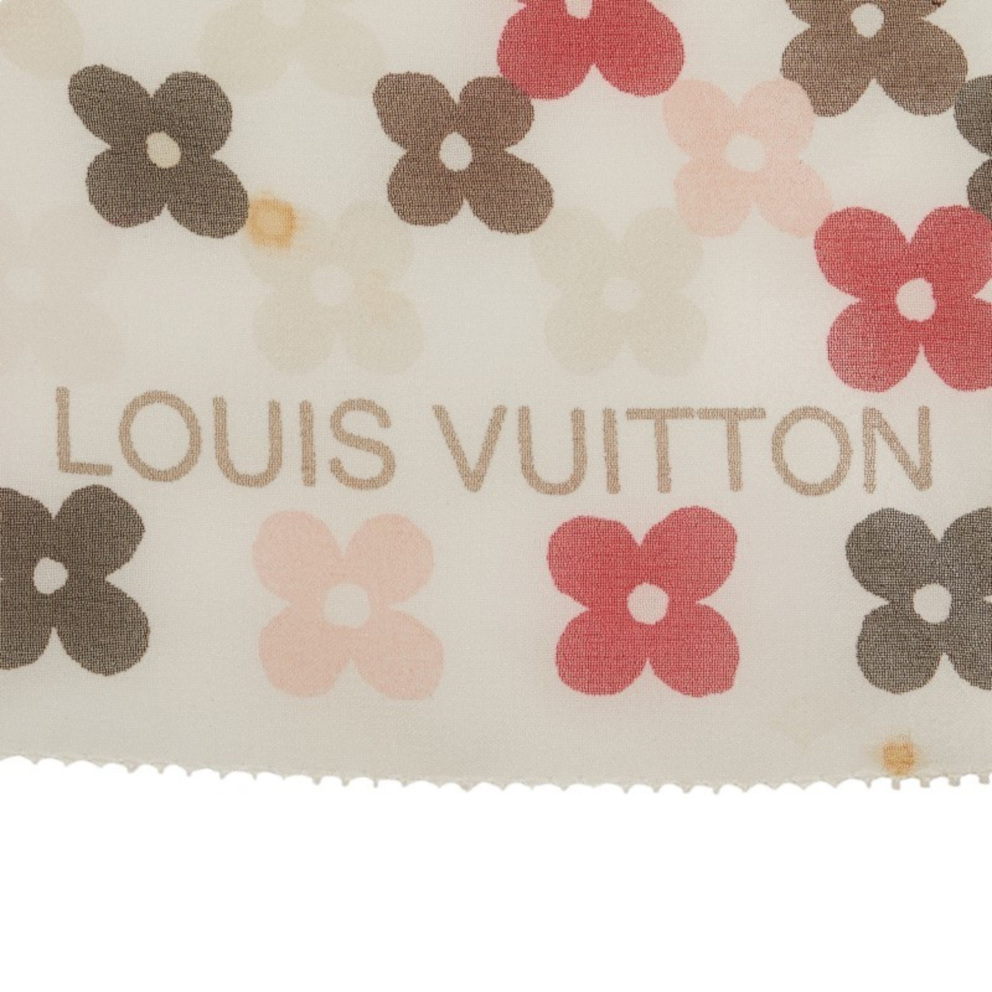 Louis Vuitton Monogram Scarf Muffler 401910 White Multicolor Silk Women's LOUIS VUITTON