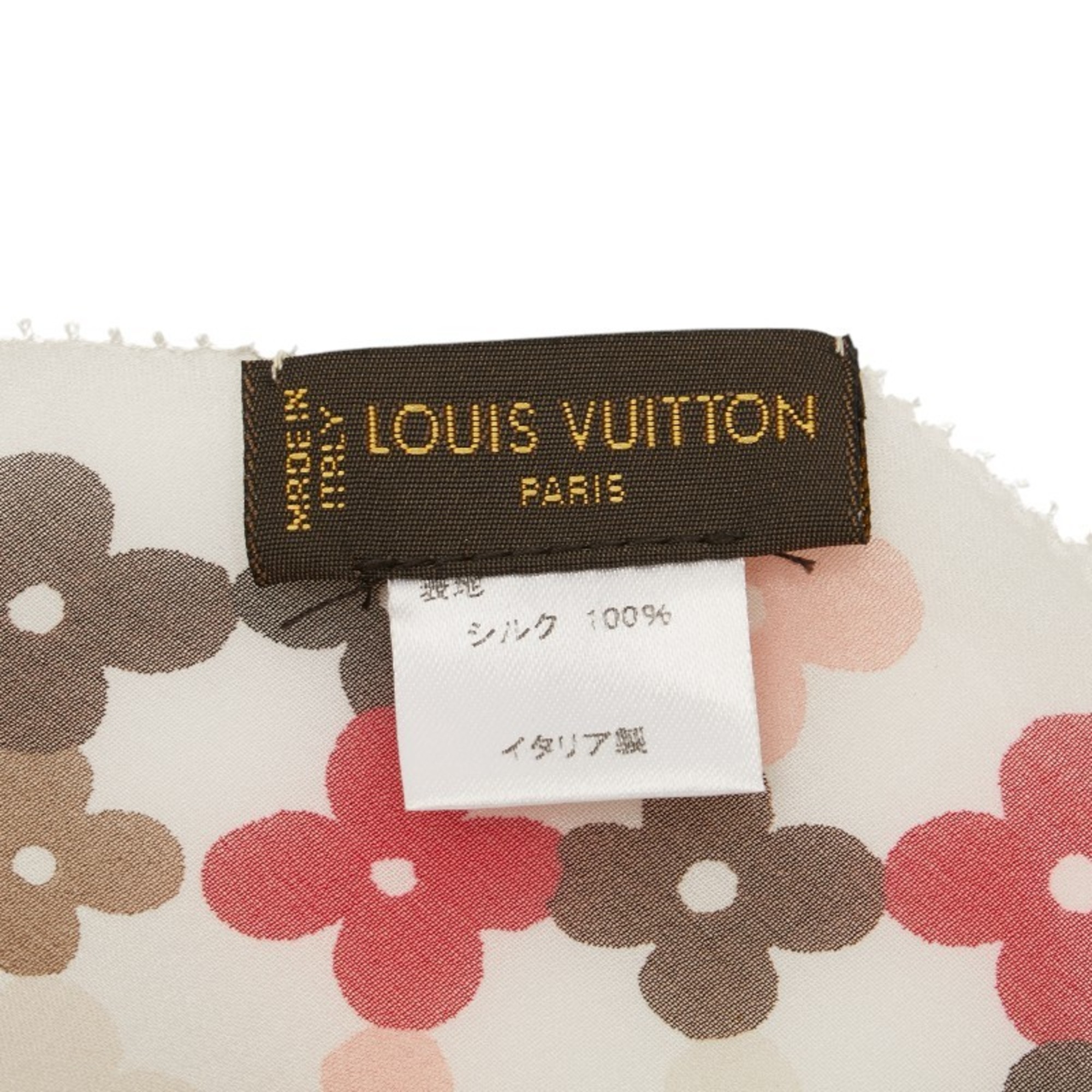 Louis Vuitton Monogram Scarf Muffler 401910 White Multicolor Silk Women's LOUIS VUITTON