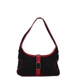 Salvatore Ferragamo Shoulder Bag AU-21 0734 Black Red Canvas Leather Women's