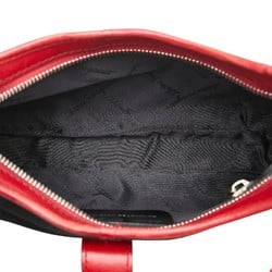 Salvatore Ferragamo Shoulder Bag AU-21 0734 Black Red Canvas Leather Women's