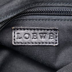 LOEWE Anagram Repeat Handbag Tote Bag 150309 Beige Black Canvas Leather Women's