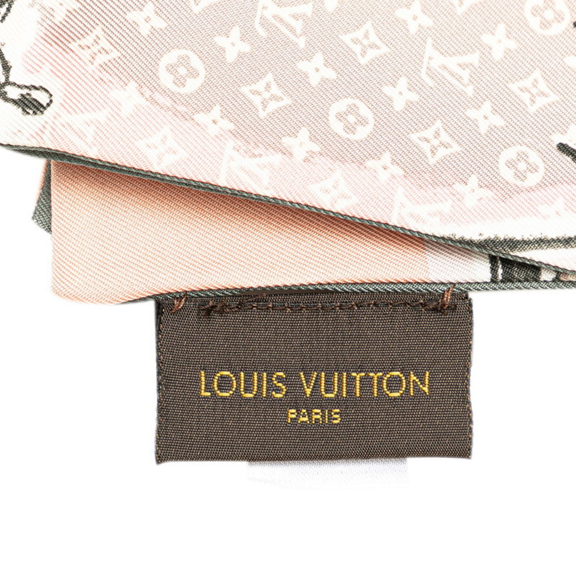 Louis Vuitton Bandeau Trunk Scarf Muffler M73965 Rose Poodle Grey Silk Women's LOUIS VUITTON