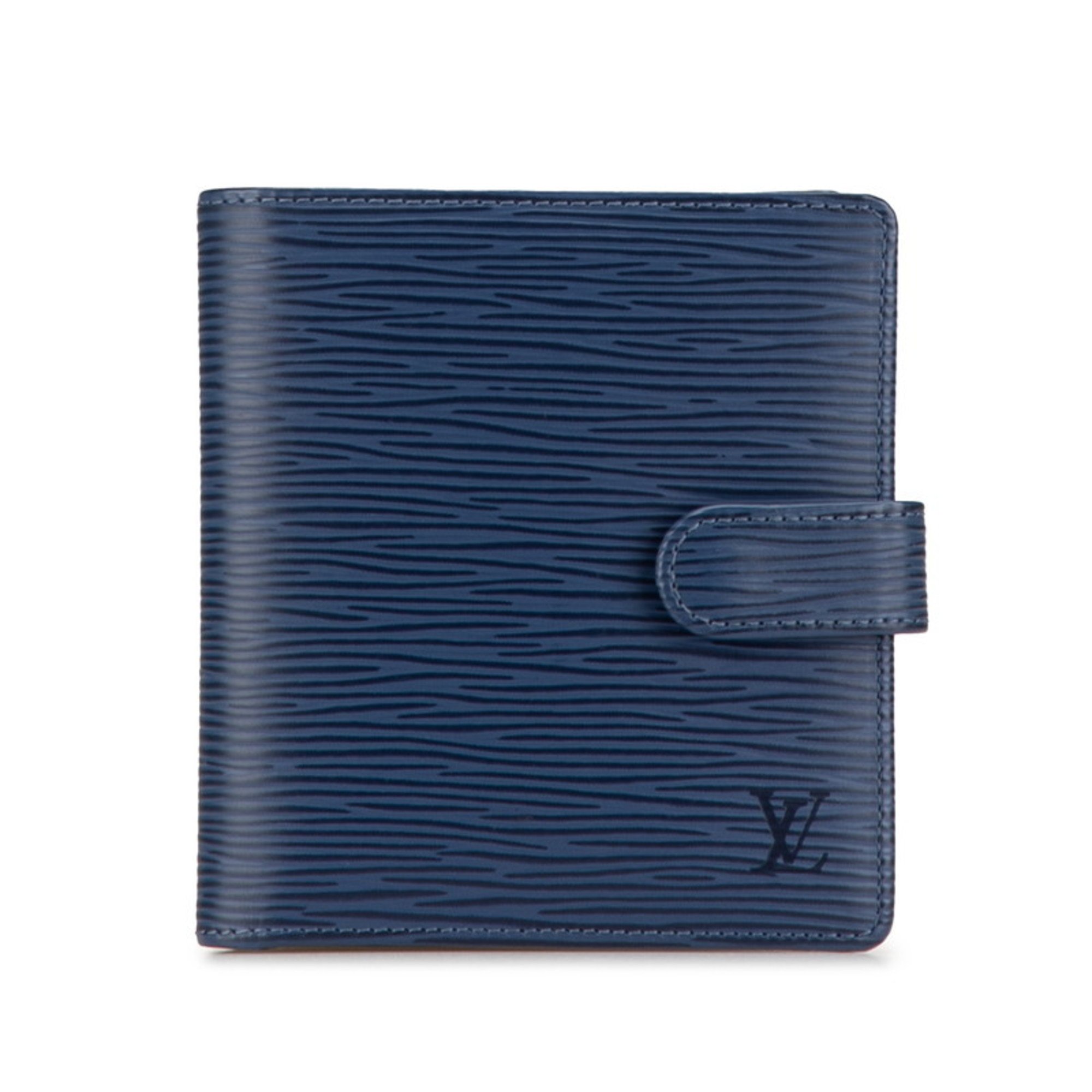 Louis Vuitton Epi Porte-Bie Compact Bi-fold Wallet M63555 Toledo Blue Leather Women's LOUIS VUITTON