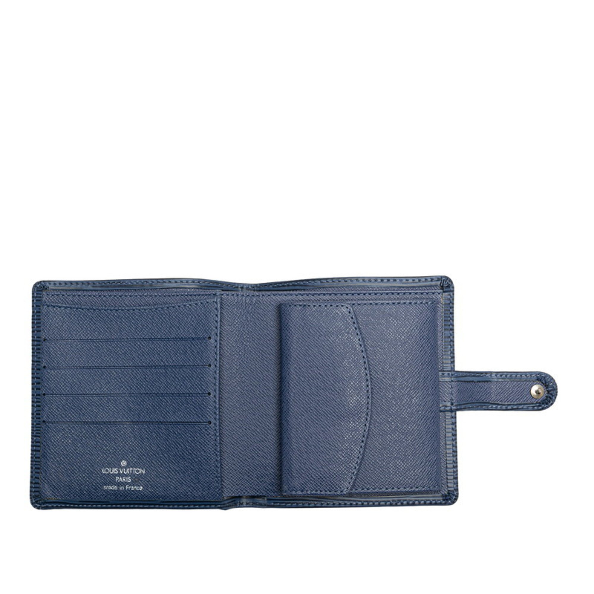 Louis Vuitton Epi Porte-Bie Compact Bi-fold Wallet M63555 Toledo Blue Leather Women's LOUIS VUITTON