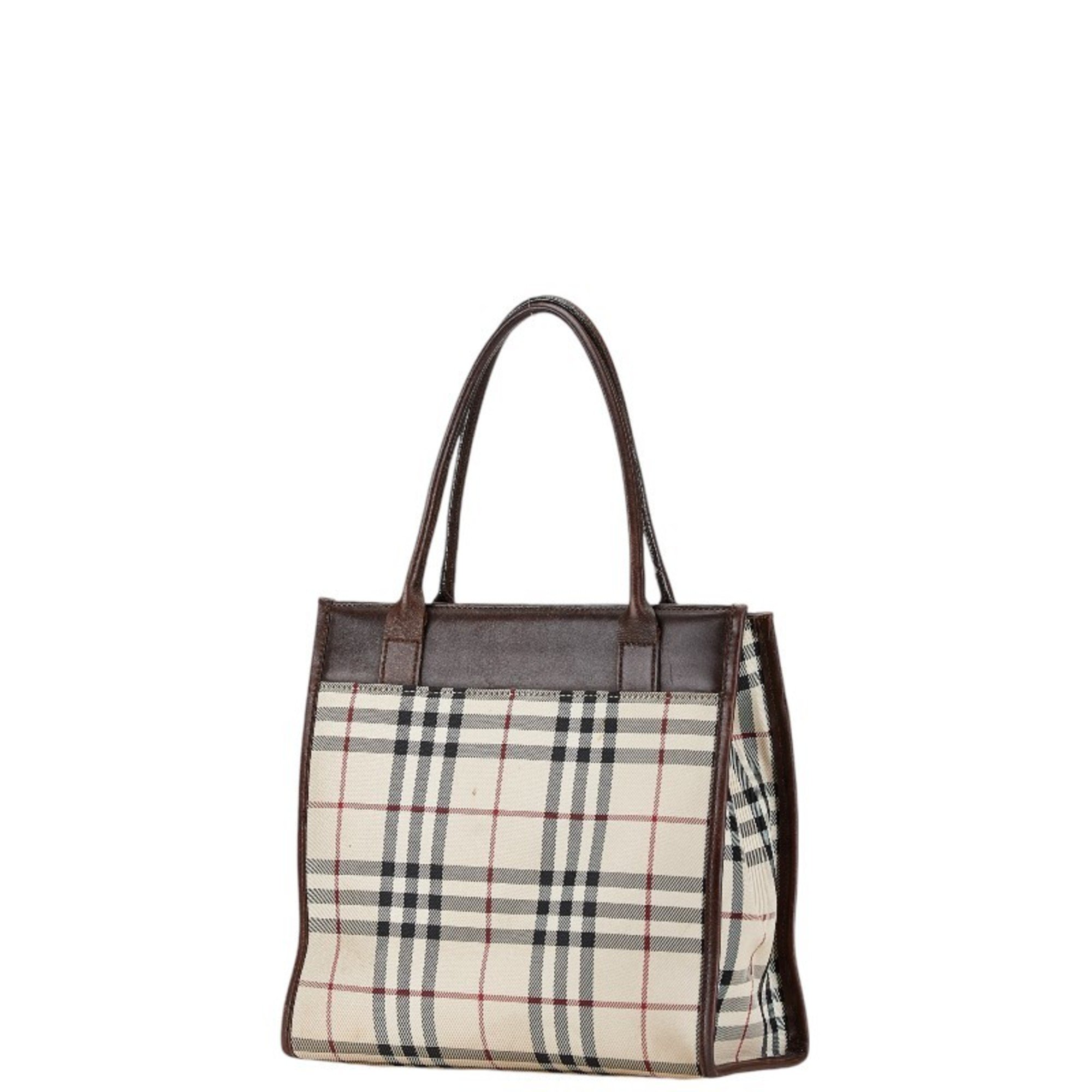 Burberry Nova Check Handbag Brown Beige Canvas Leather Women's BURBERRY