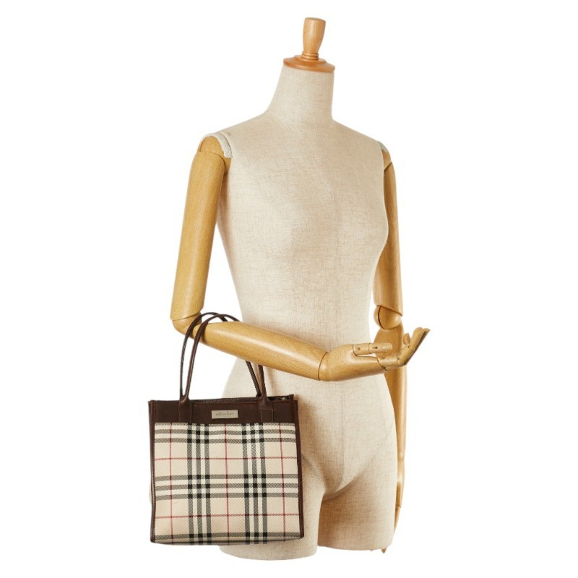 Burberry Nova Check Handbag Brown Beige Canvas Leather Women's BURBERRY