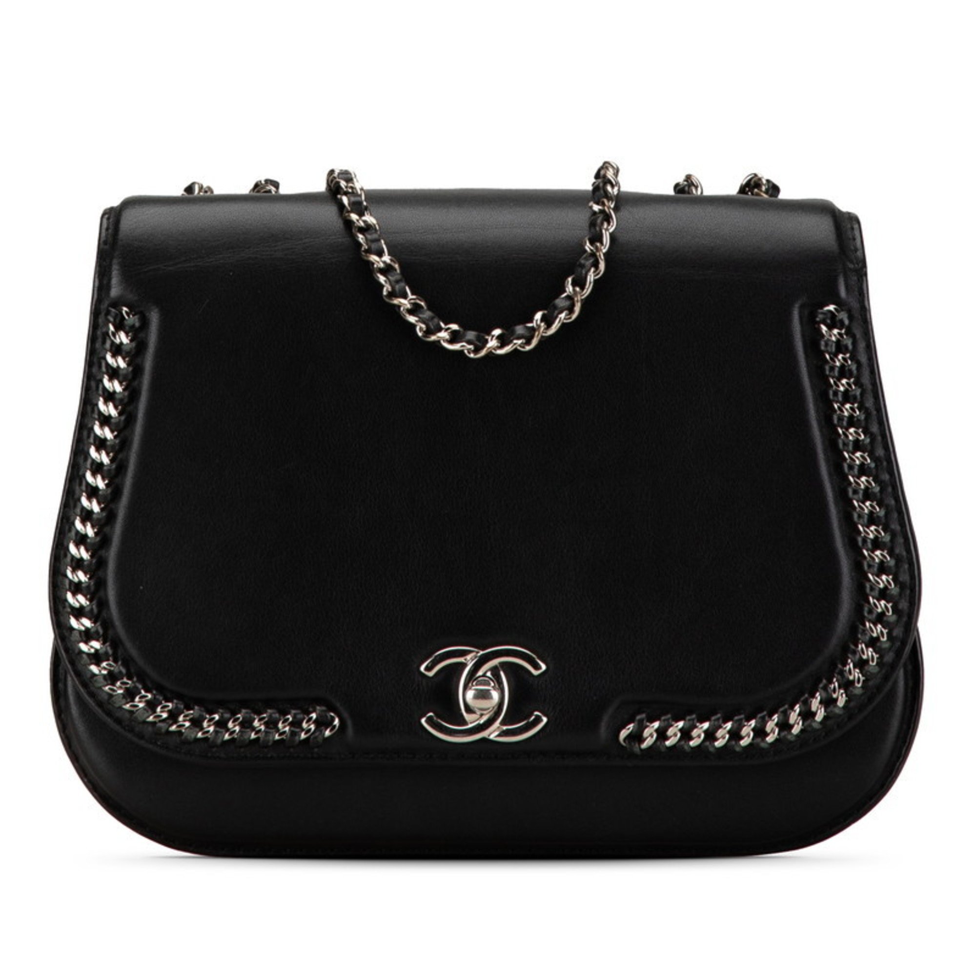 Chanel Coco Mark Chain Shoulder Bag Black Lambskin Women's CHANEL