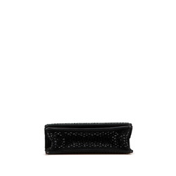 Salvatore Ferragamo Rhinestone Micro Pouch Handbag Black Metal Suede Women's