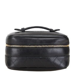 CHANEL Bicolor Coco Mark Vanity Bag Black Leather Women's